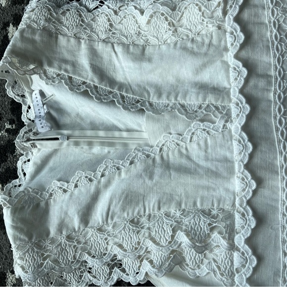 Tiered Lace Flounce Fairy Mini Dress Feminine Boho Engagement Coquette Cottage - Picture 10 of 10